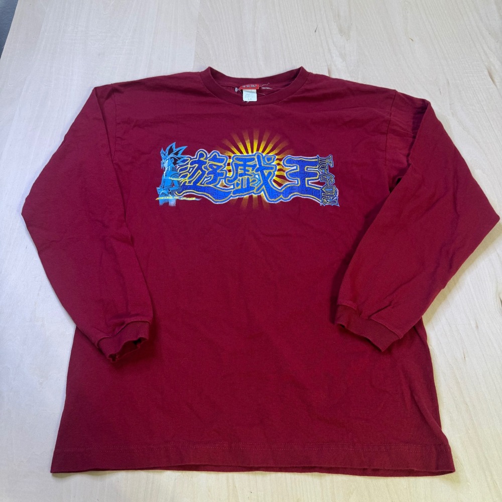 Vintage Yu-Gi-Oh! Long Sleeve Graphic T-Shirt Cartoon Anime Manga Red‎ 1996